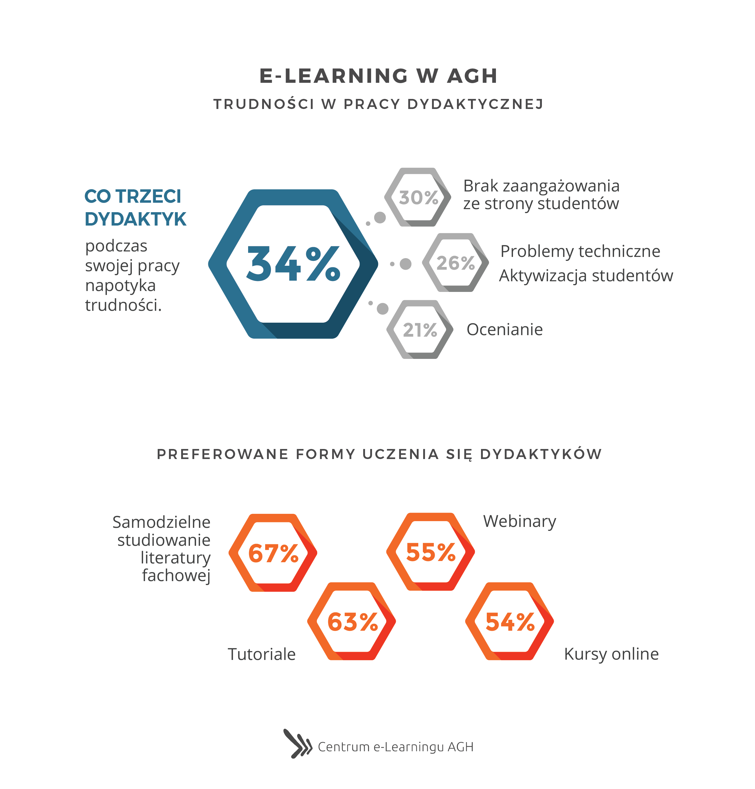 e-Learning w AGH - Trudności w pracy dydaktycznej oraz Preferowane formy uczenia się dydaktyków